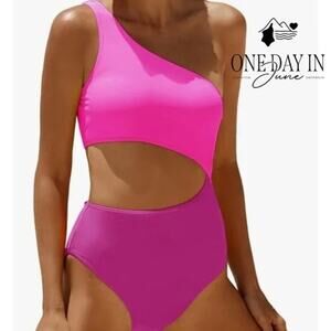 Yonique One Shoulder One Piece Swimsuit Size M
